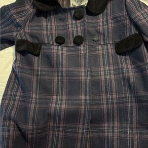 BB Dakota Plaid Pea Coat in Blue and Pink